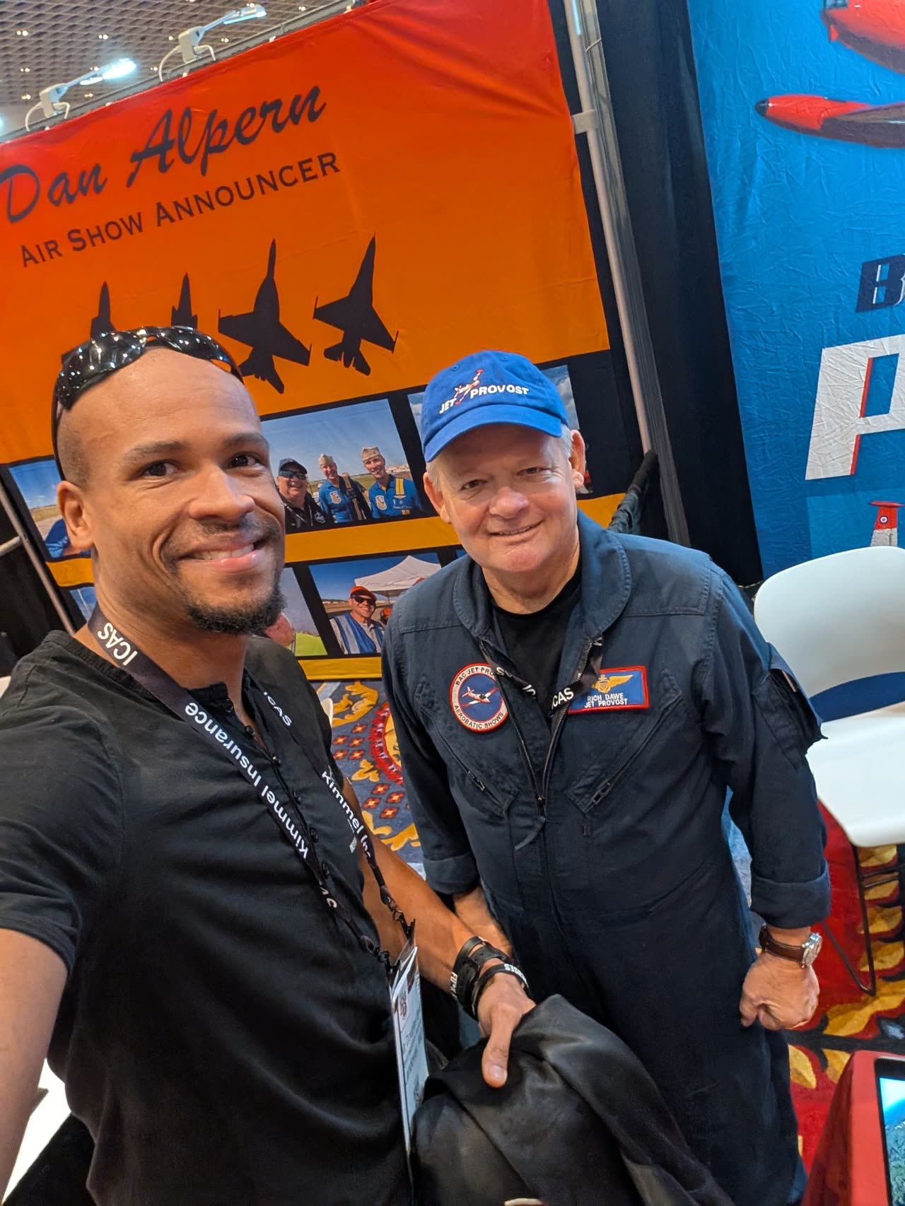 Doug Byrd and airshow announcer Dan Alperin at Alperin's booth.